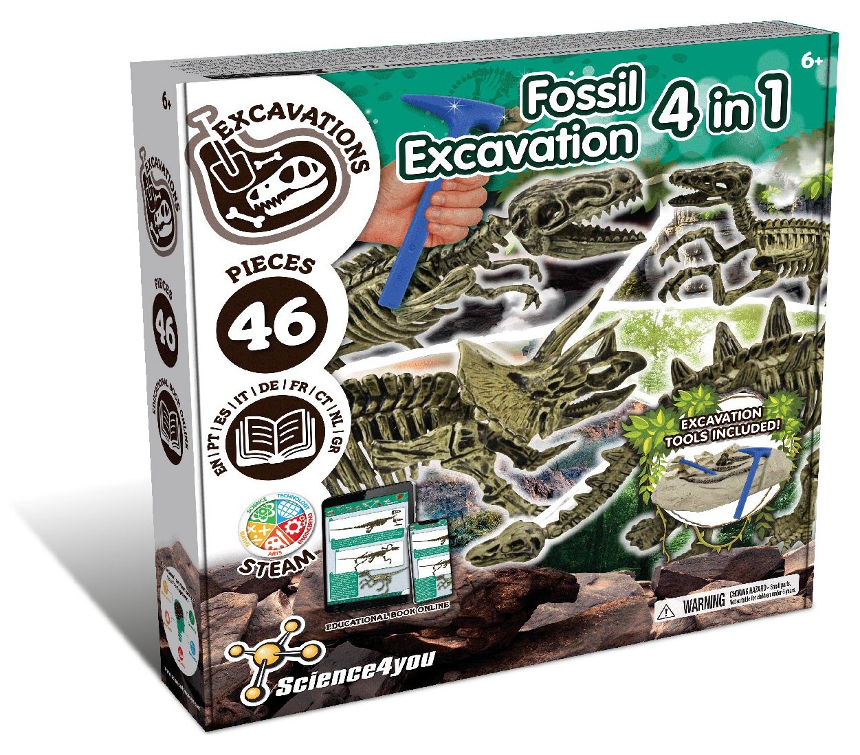 Escavações Fósseis Dinossauros 4 em 1