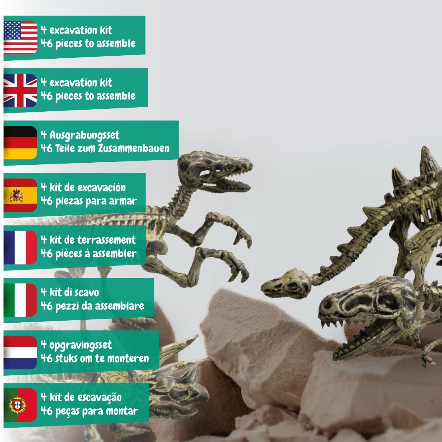 Escavações Fósseis Dinossauros 4 em 1