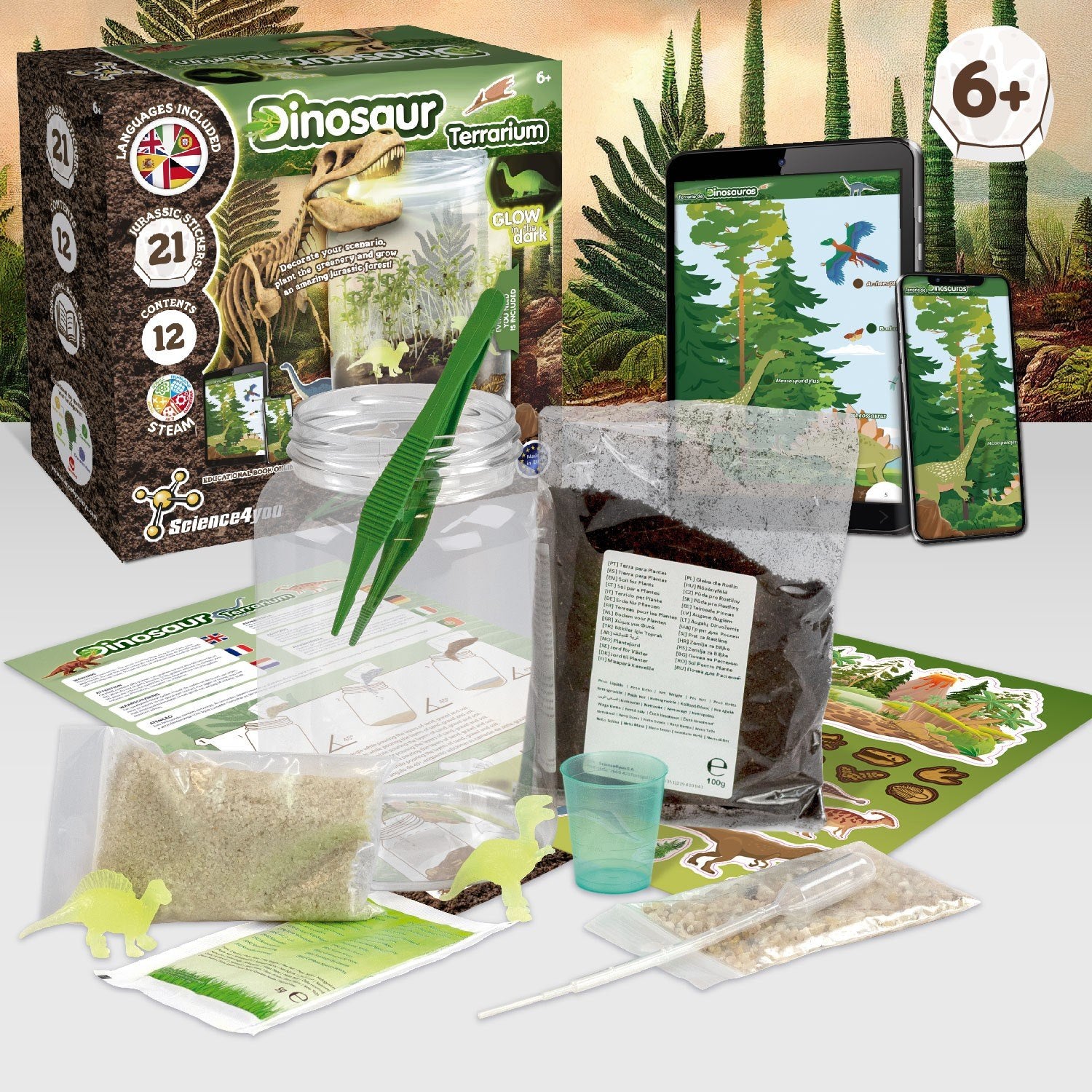 Terrário de Dinossauros - Brilha no Escuro