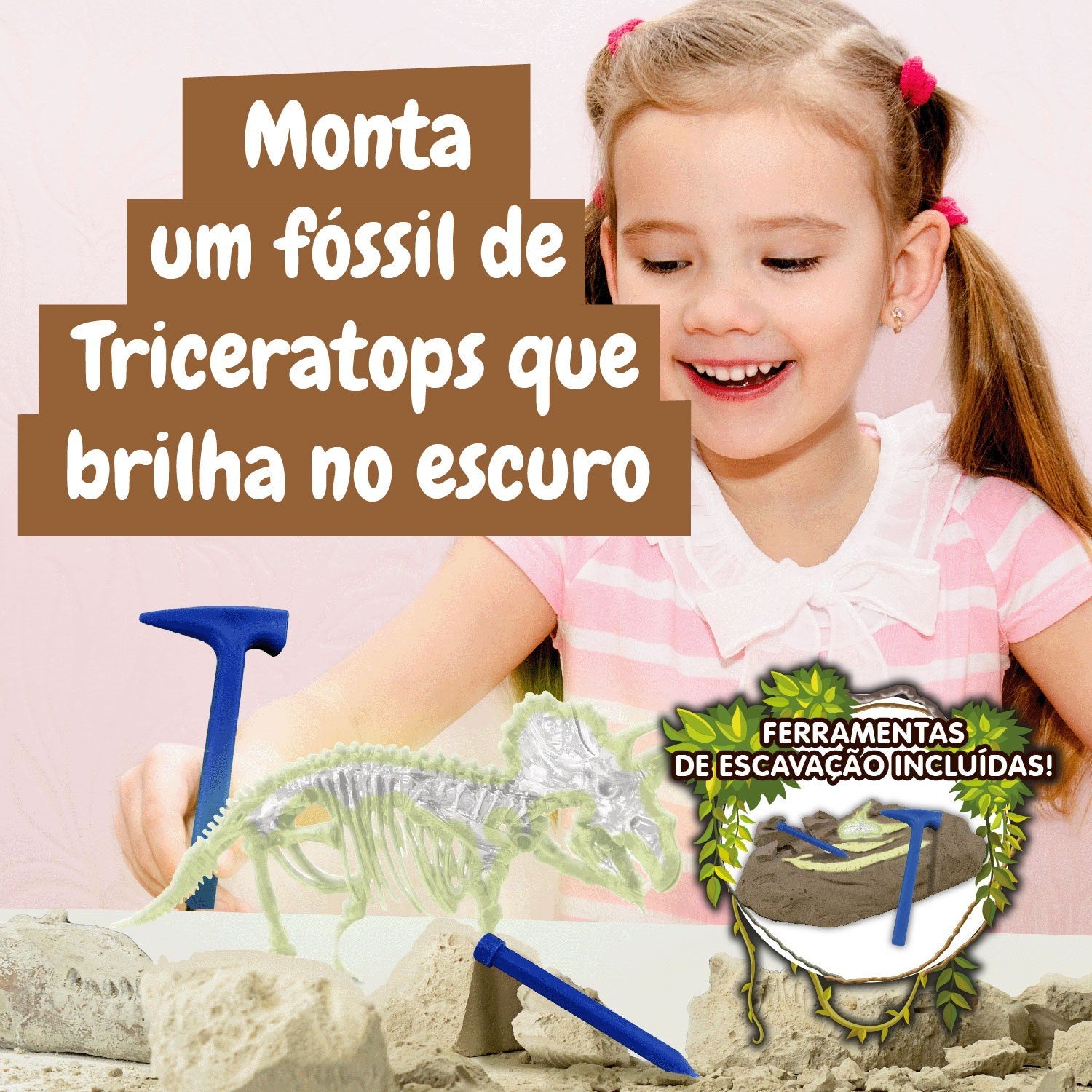 Escavações Fósseis Brilha no Escuro - Triceratops