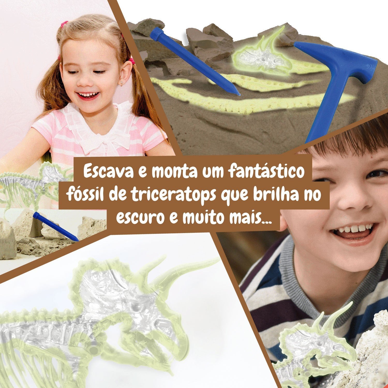 Escavações Fósseis Brilha no Escuro - Triceratops